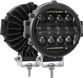 Round LED Work Light, 60W Flood Spot Combo Beam LED Light Bar with Daytime Running Light, 2PCS Off Road Driving Lights for Truck Pickup SUV ATV UTV