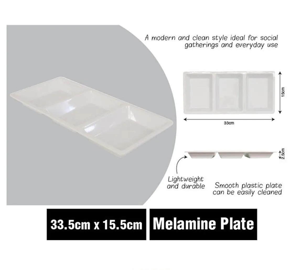 Royal Kitchenware White Melamine Serving Plate 3 Section 0248 Caravan Camping