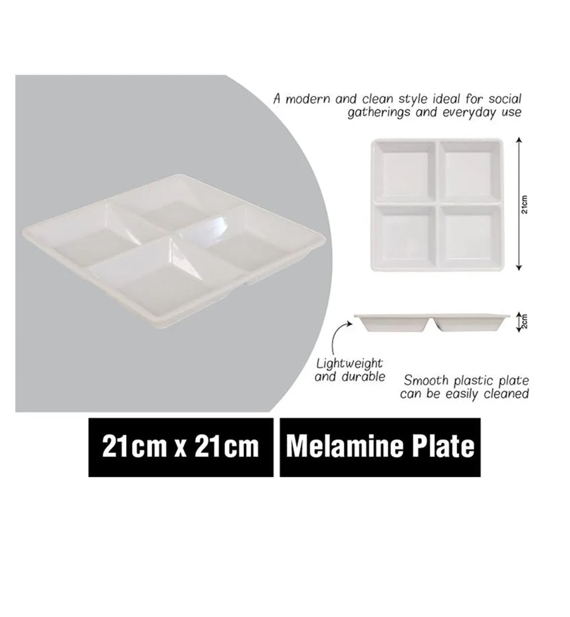 Royal Kitchenware White Melamine Serving Plate 4 Section 0249