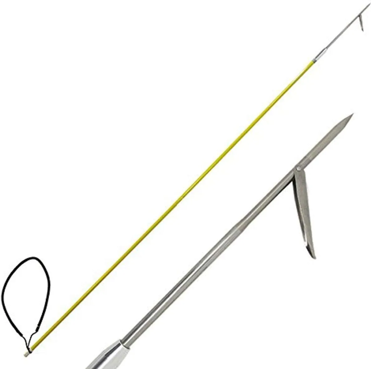 Scuba Choice 5' One-Piece Fiber Glass Spearfishing Pole Spear  Lightweight Durable Design, 12" Stainless Steel Single Barb Tip for Precision with a Secure Black Rubber Sling