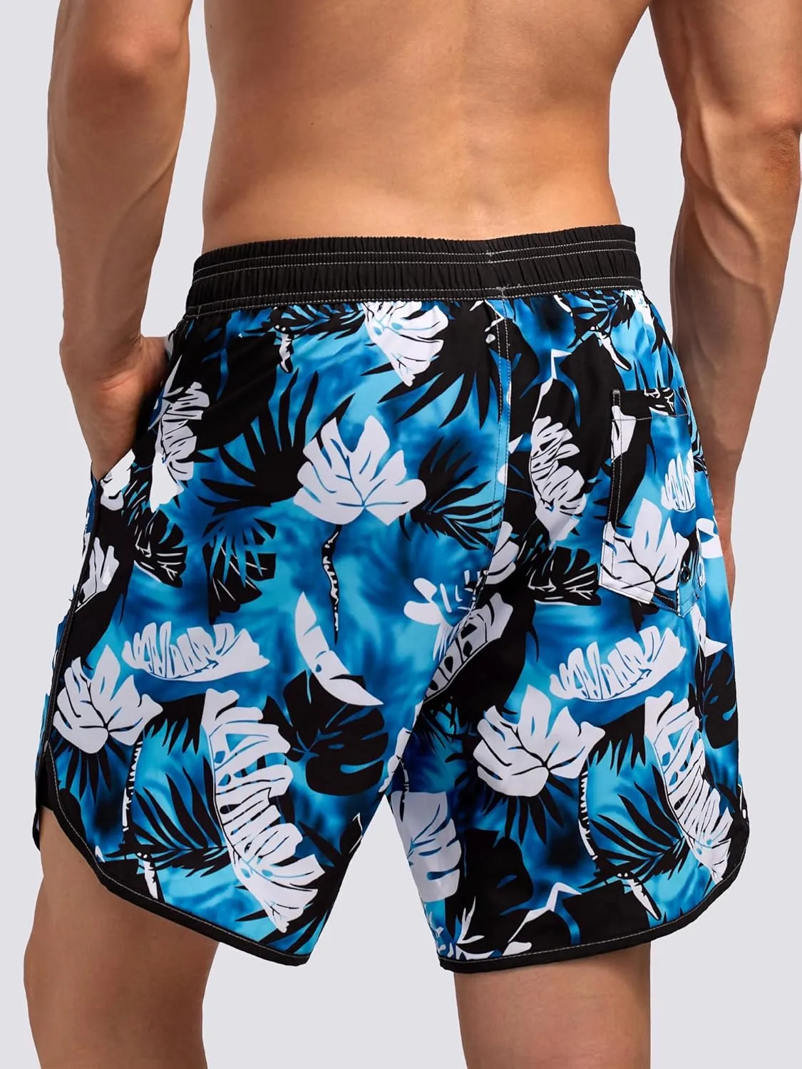 SILKWORLD Quick Dry Mens Swim Trunks with Compression Liner 7" Mens Bathing Suits with Zip Pockets