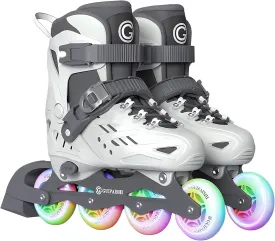 Skates Adjustable Inline Skates for Adult Women Youth with Light Up Wheels, Fun Illuminating Rollerskates Blades for Boys and Girls Indoor & Outdoor Beginners, M/L