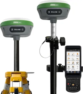 SMA26 RTK GNSS GPS Surveying Equipment with IMU Rover & Base, 1408 Channels, 0.5cm Accuracy, Upto 10km Range, NOAA Certified, Handheld Collector & Survey Software (Tripod & Pole Not Included)