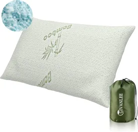 Small Camping Pillow for Sleeping,Filled with Shredded Memory Foam,Travel Pillow Compact & Packable with Storage Bag,Soft Cover,Portable Small Pillow for Camp Gear & Accessories
