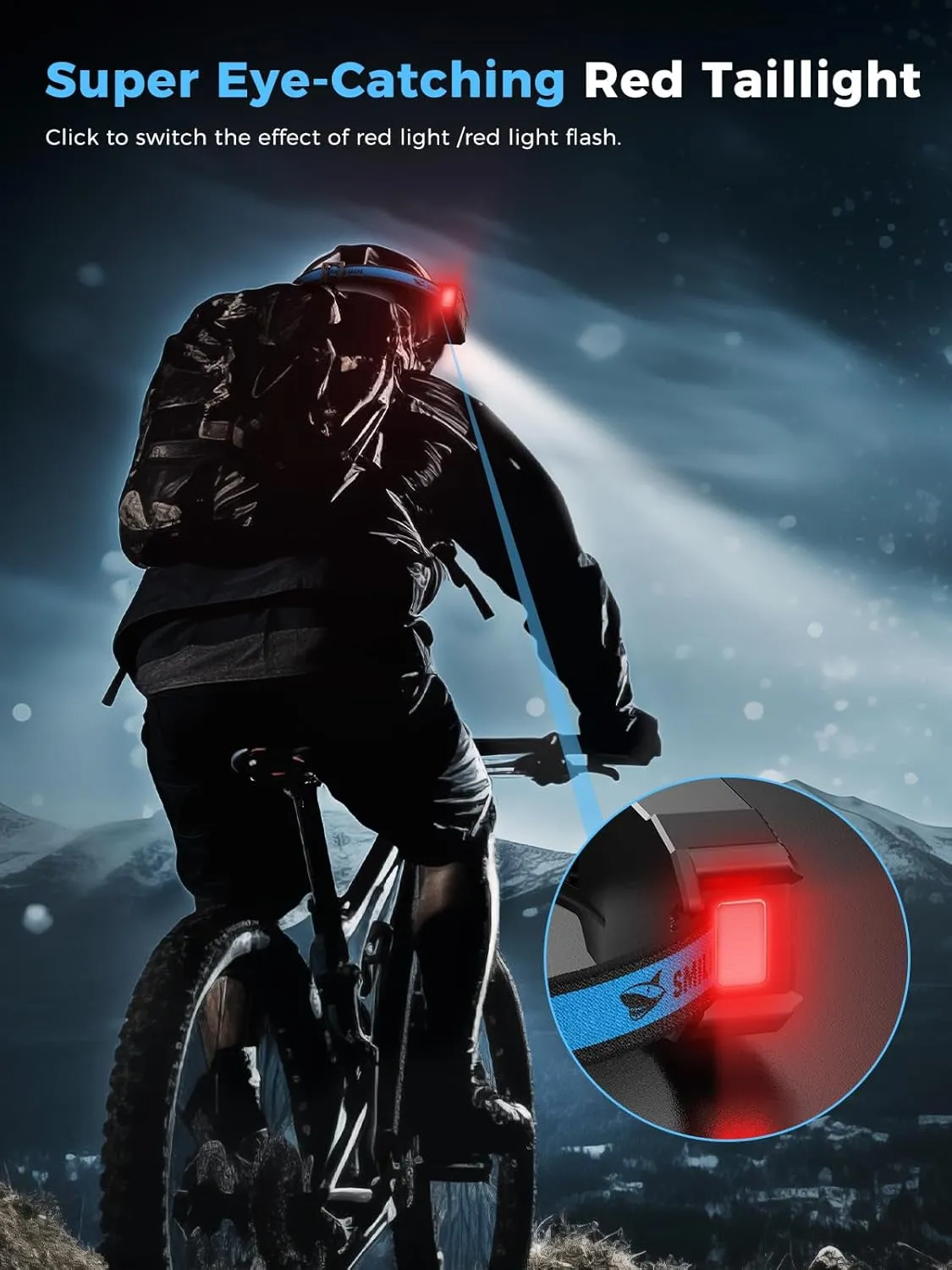 Smiling Shark Headlamp, Head Lamp Led Rechargeable 6 Modes 7*White Lights 270 Lighting Width Motion Sensor Red Tail Light for Camping Fishing Running Repairation, LED-Headlamp-Rechargeable-Light