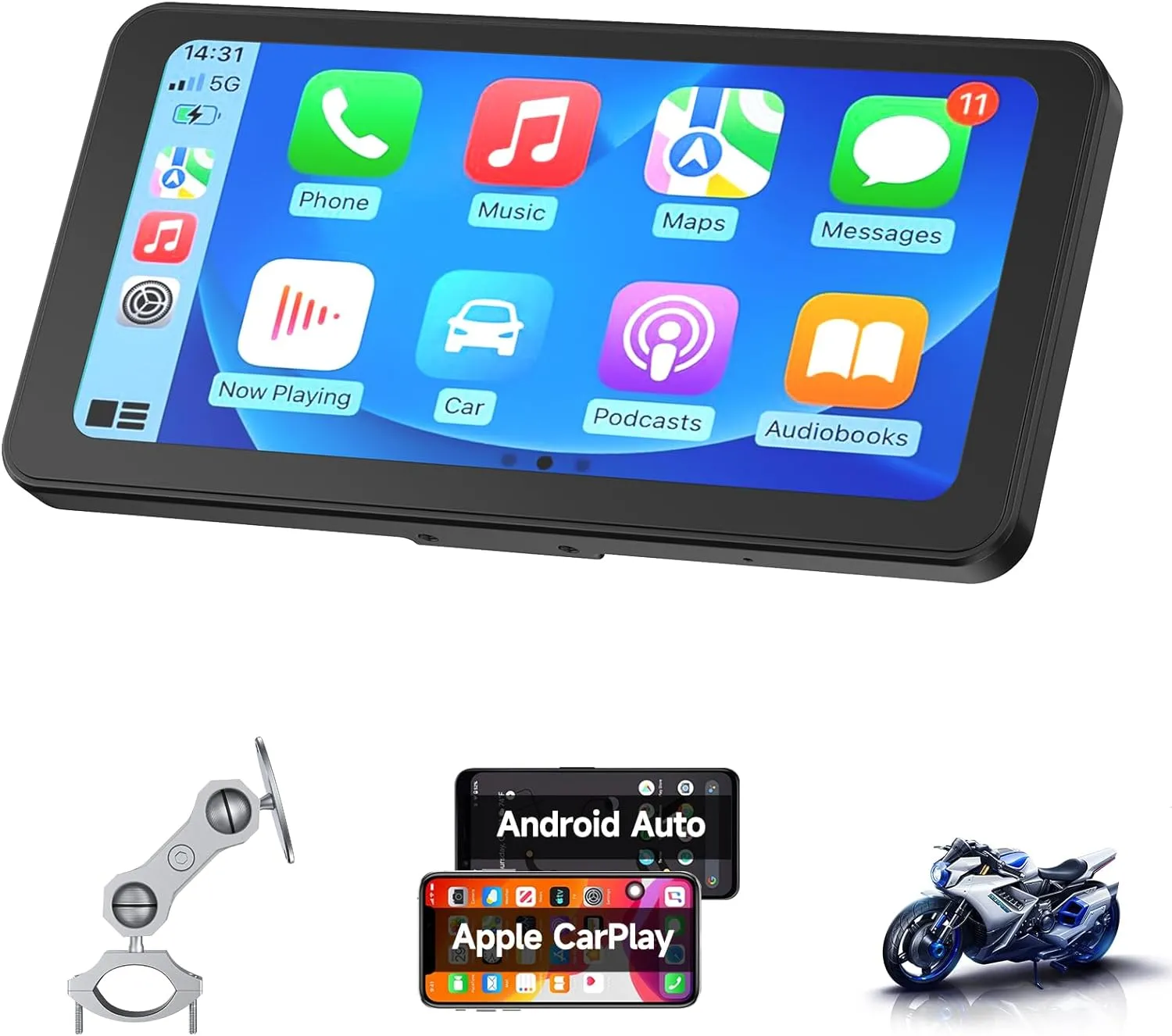 Spedal CL871 6.25" Motorcycle CarPlay  Android Auto Screen, Full Body Waterproof, GPS Navigation for Motorbike, Bluetooth, Siri/G00gle Assistant