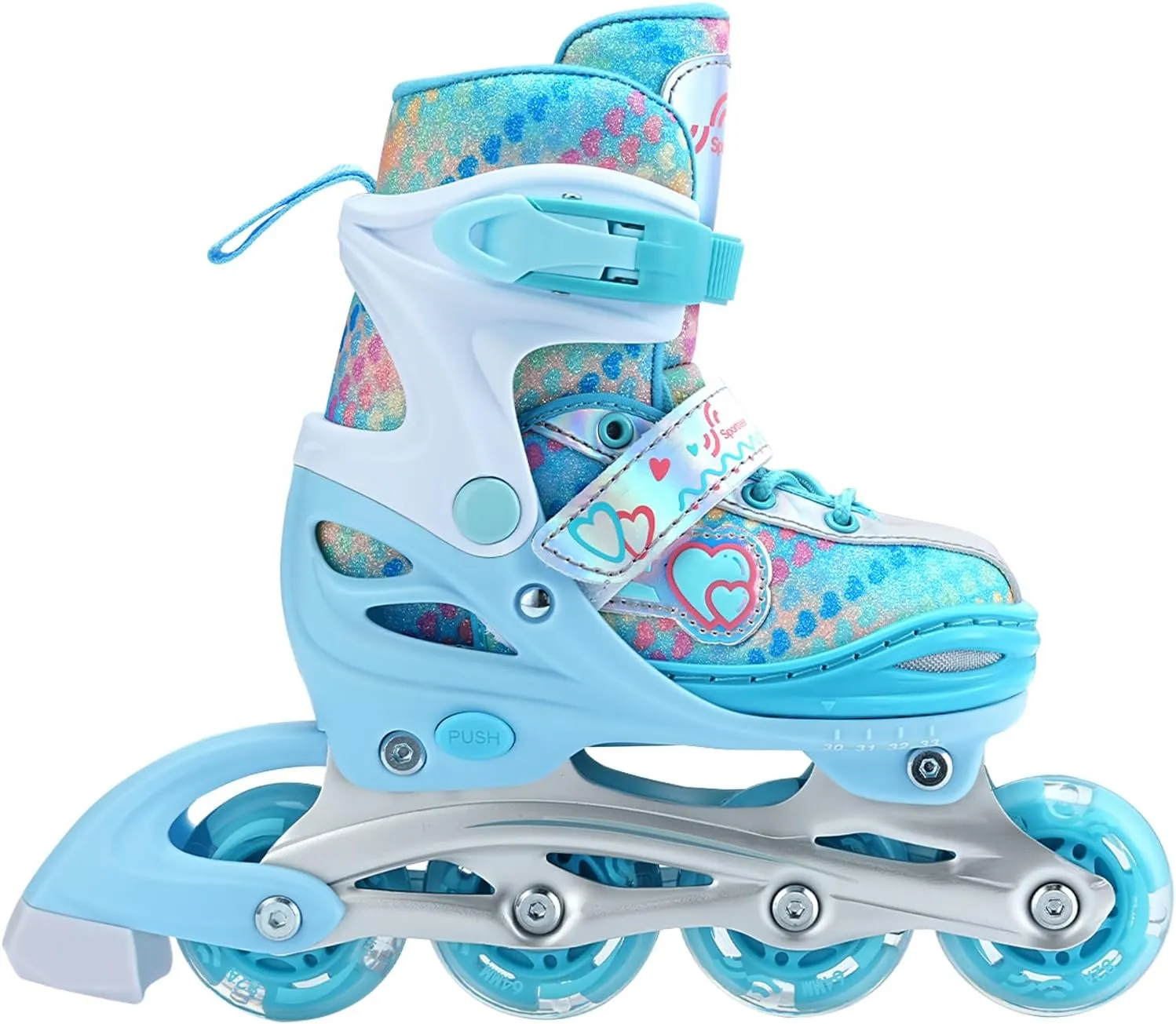 Sportneer 4 Size Adjustable Inline Skates for Girls, Kids Inline Skates Size 12C-9 with Light Up Wheels Roller Blade with Protective Gear Set for Kids Girls Women Beginners Indoor & Outdoor Use