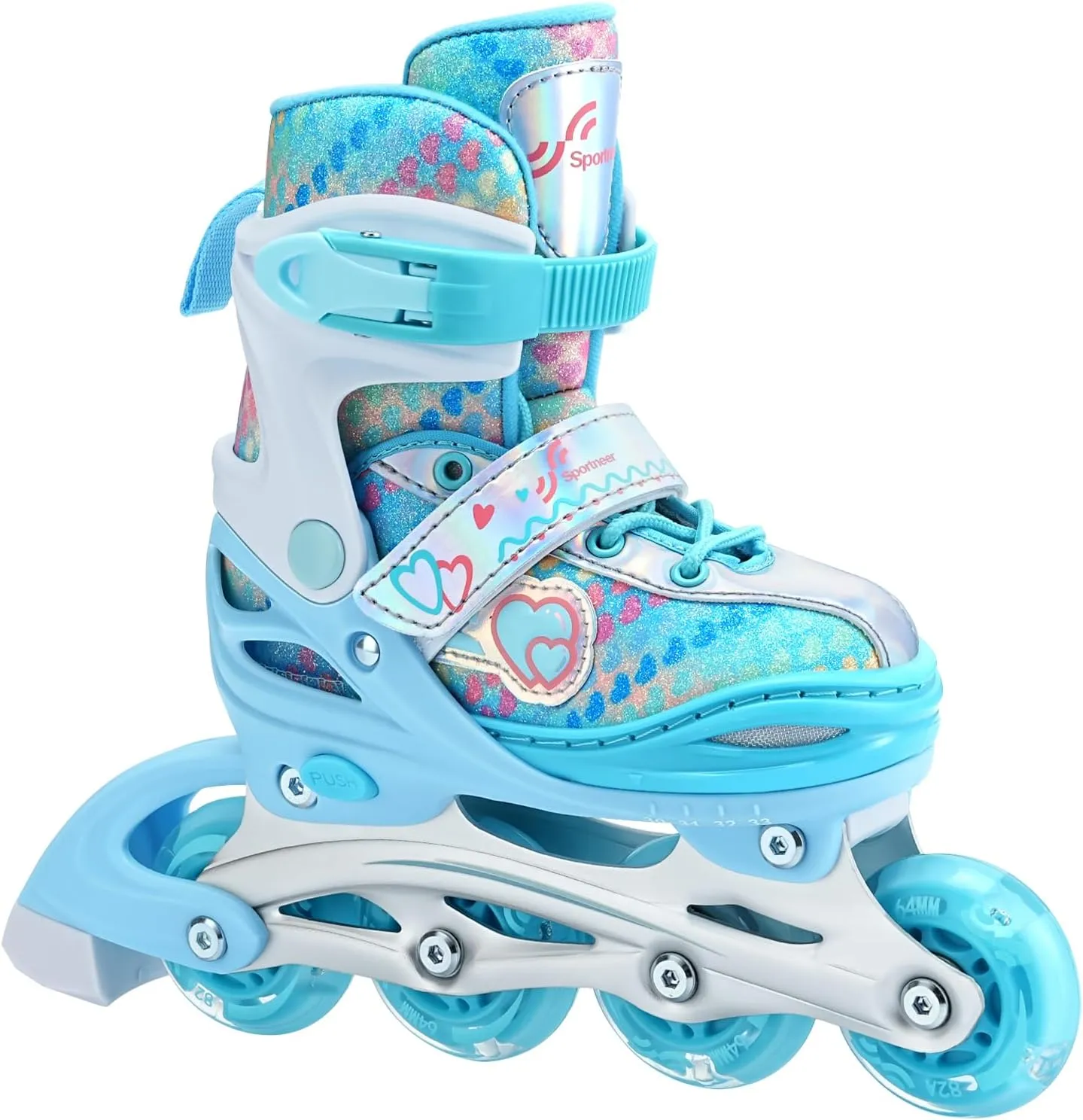 Sportneer 4 Size Adjustable Inline Skates for Girls, Kids Inline Skates Size 12C-9 with Light Up Wheels Roller Blade with Protective Gear Set for Kids Girls Women Beginners Indoor & Outdoor Use