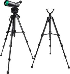 Spotting Scope Tripod,Shooting Hunting Rest V Yoke Stand with Travel Bag and Phone Holder,Compatible with Monocular/Astronomical Telescope/DSLR Camera/Cell Phone/Projector (61 inch)