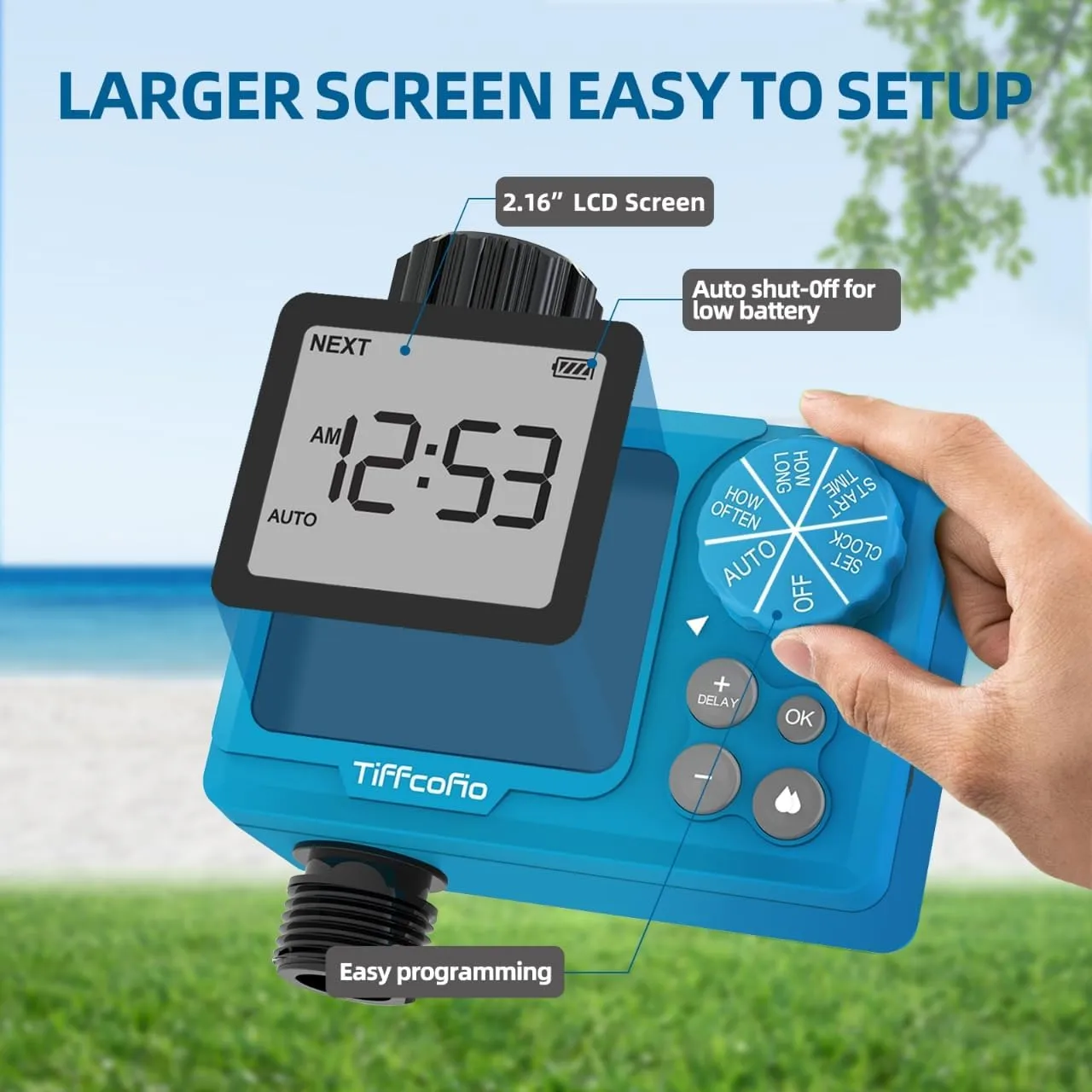 Sprinkler Timer Outdoor, Digital Pogrammable for Garden Hose, Irrigrtion Timer with Rain Delay and Manual Mode (2 Packs)