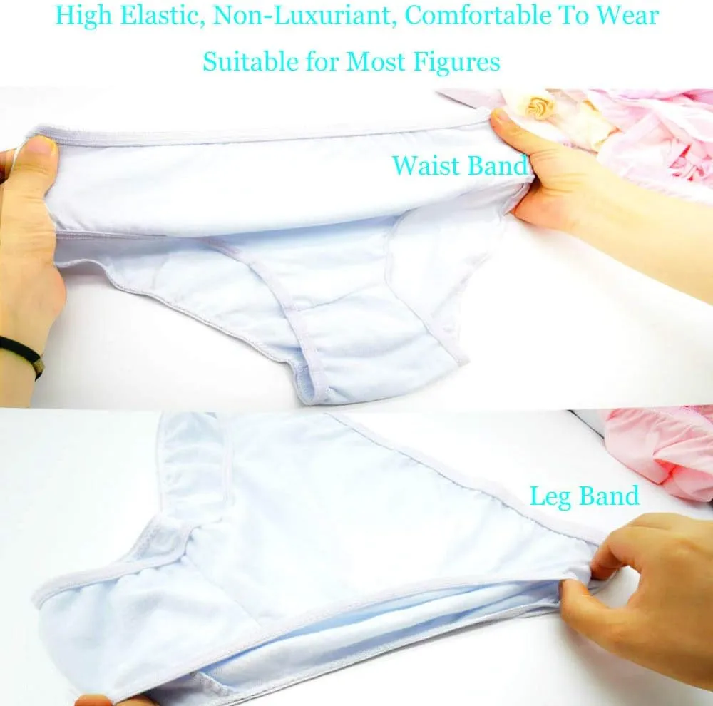 STARLY Women's Disposable Pure Cotton Underwear Travel Panties High Cut Granny Briefs White/Macarons/Black (10pcs)