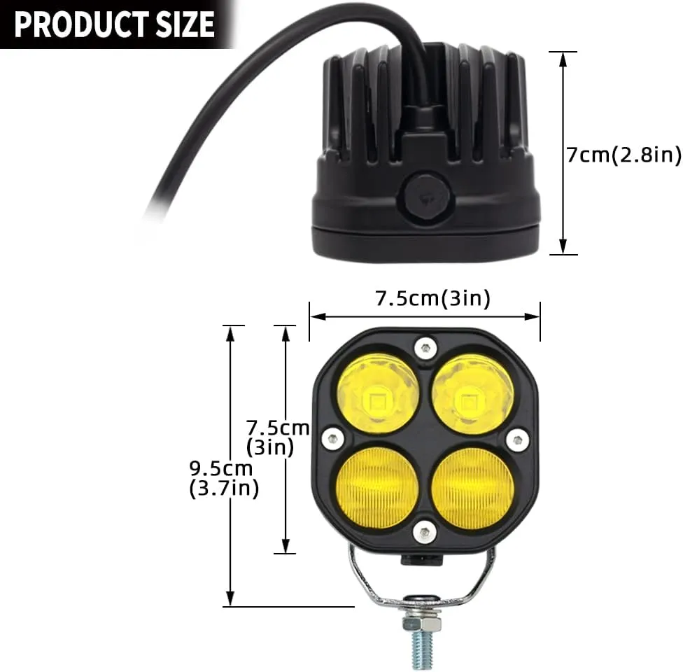STDYSUN LED Combo Yellow Pods Lights 2Pcs 3Inch 40W Waterproof Yellow Driving OffRoad Fog Work lamp For Wrangler Offroad 4X4 Auto Car Jeep Truck ATV UTV Boat Motorcycle