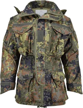 TacGear German Flecktarn Jacket Military Zipped Mens Camo Smock Hooded Parka