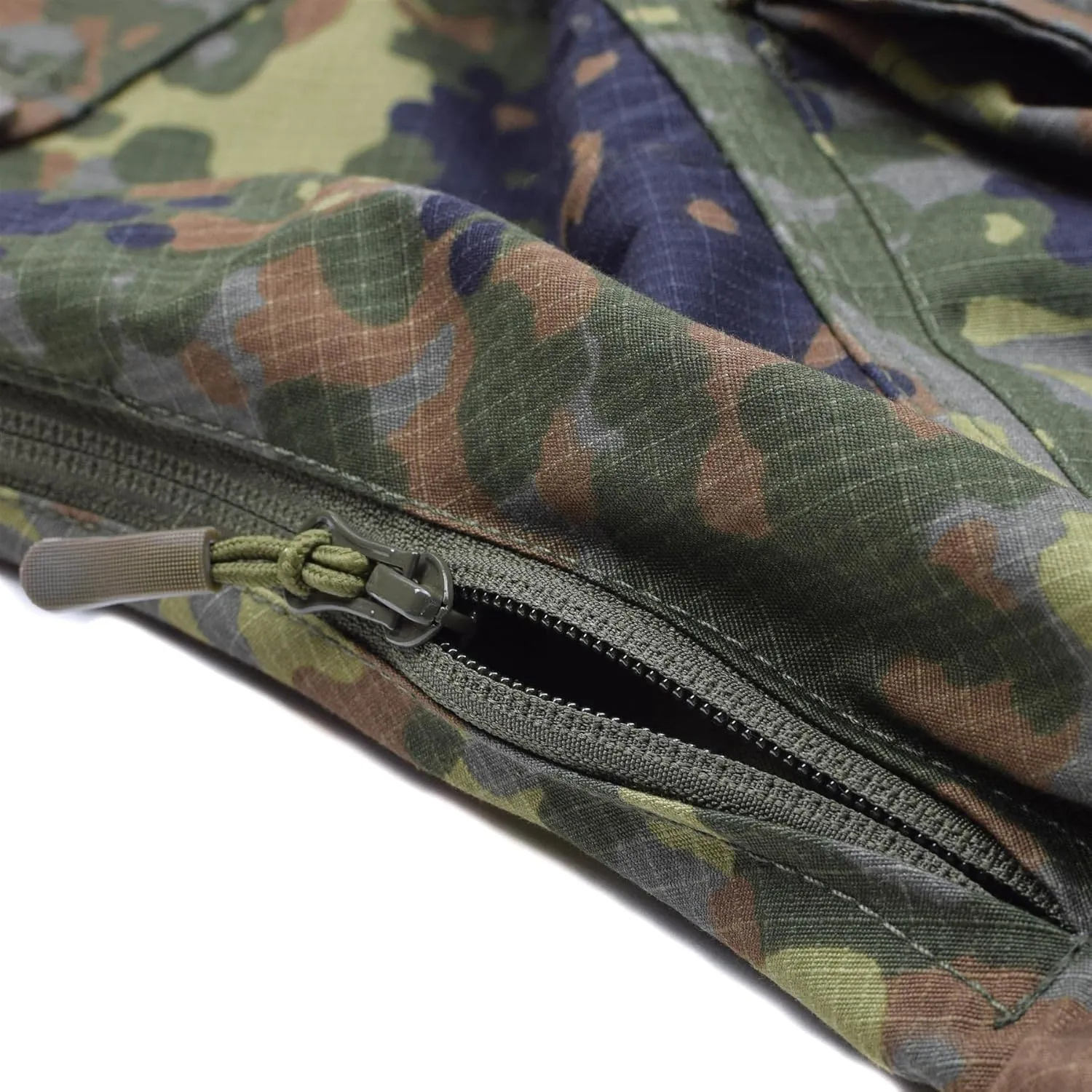 TacGear German Flecktarn Jacket Military Zipped Mens Camo Smock Hooded Parka