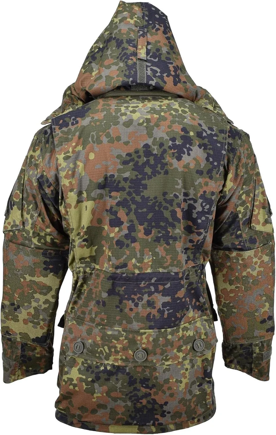 TacGear German Flecktarn Jacket Military Zipped Mens Camo Smock Hooded Parka