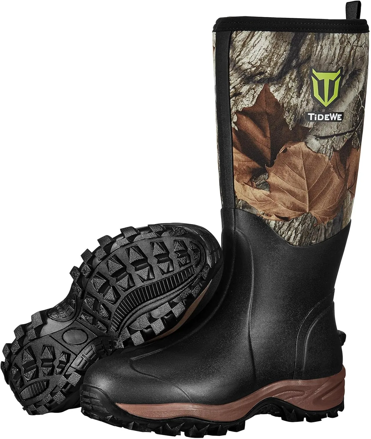 TIDEWE Rubber Neoprene Boots Men And Women, Waterproof Sturdy 6mm Neoprene Boot, Rain Boot Hunting Boot Arctic Outdoor BootBlack, Brown & Next Camo G2