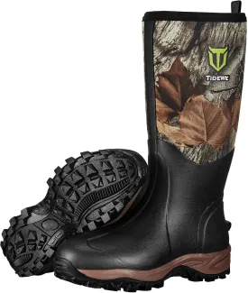 TIDEWE Rubber Neoprene Boots Men And Women, Waterproof Sturdy 6mm Neoprene Boot, Rain Boot Hunting Boot Arctic Outdoor BootBlack, Brown & Next Camo G2