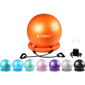TOPKO Gym Ball with Base and Resistance bands