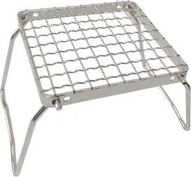 TreGoo Camp Grill with Foldable Legs-304 Stainless Steel Grill Grate for Gas Stove-Ultralight mini Campfire Stand-Portable Grill Grid for Backpacking/Camping/Hiking/Picnic/Traveling/Fishing (Weave)