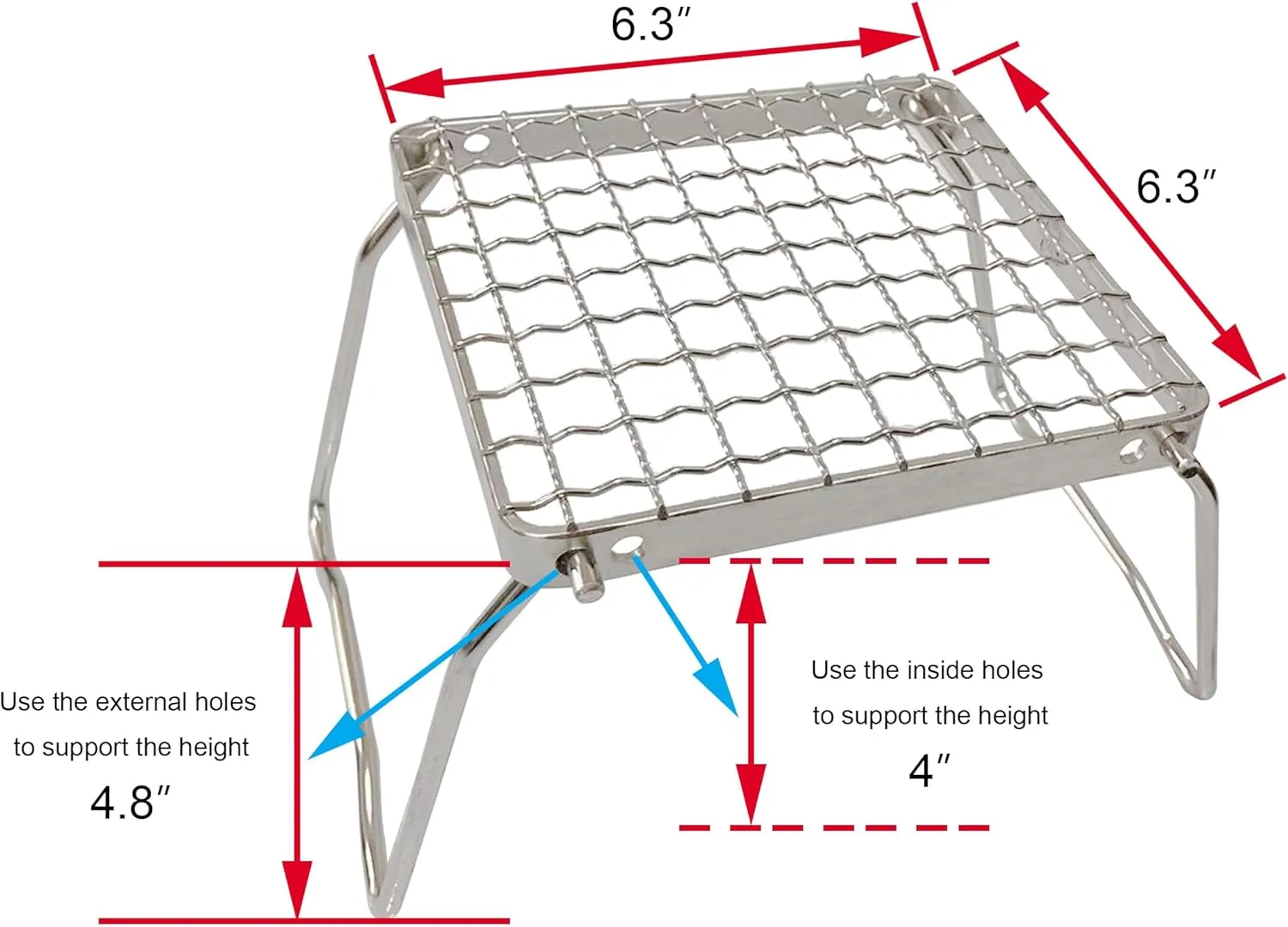 TreGoo Camp Grill with Foldable Legs-304 Stainless Steel Grill Grate for Gas Stove-Ultralight mini Campfire Stand-Portable Grill Grid for Backpacking/Camping/Hiking/Picnic/Traveling/Fishing (Weave)