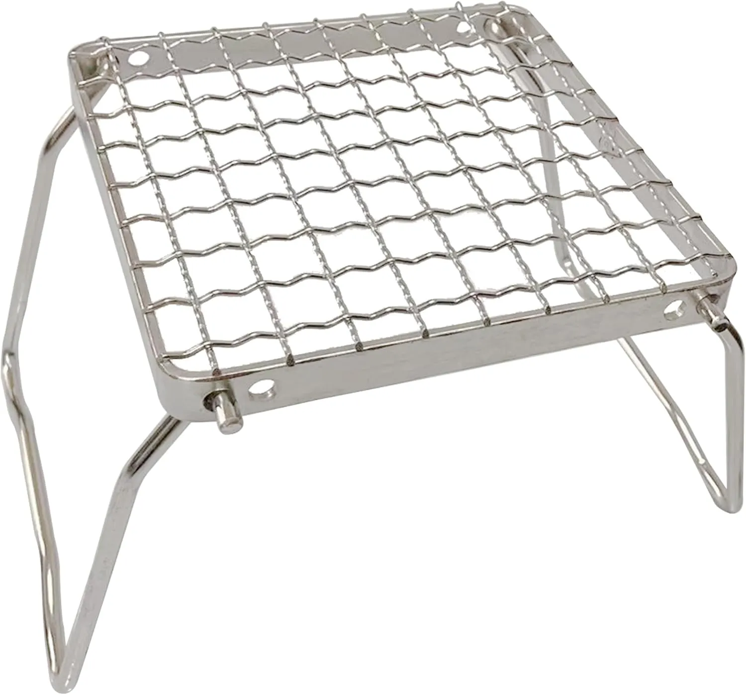 TreGoo Camp Grill with Foldable Legs-304 Stainless Steel Grill Grate for Gas Stove-Ultralight mini Campfire Stand-Portable Grill Grid for Backpacking/Camping/Hiking/Picnic/Traveling/Fishing (Weave)