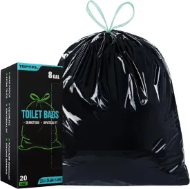 TRIPTIPS Portable Toilet Bags Drawstring 8 Gallon Camping Toilet Bags Toilet Waste Bags Leak-Proof Toilet Liners, Trash Bags for Camping, Hiking, Traveling