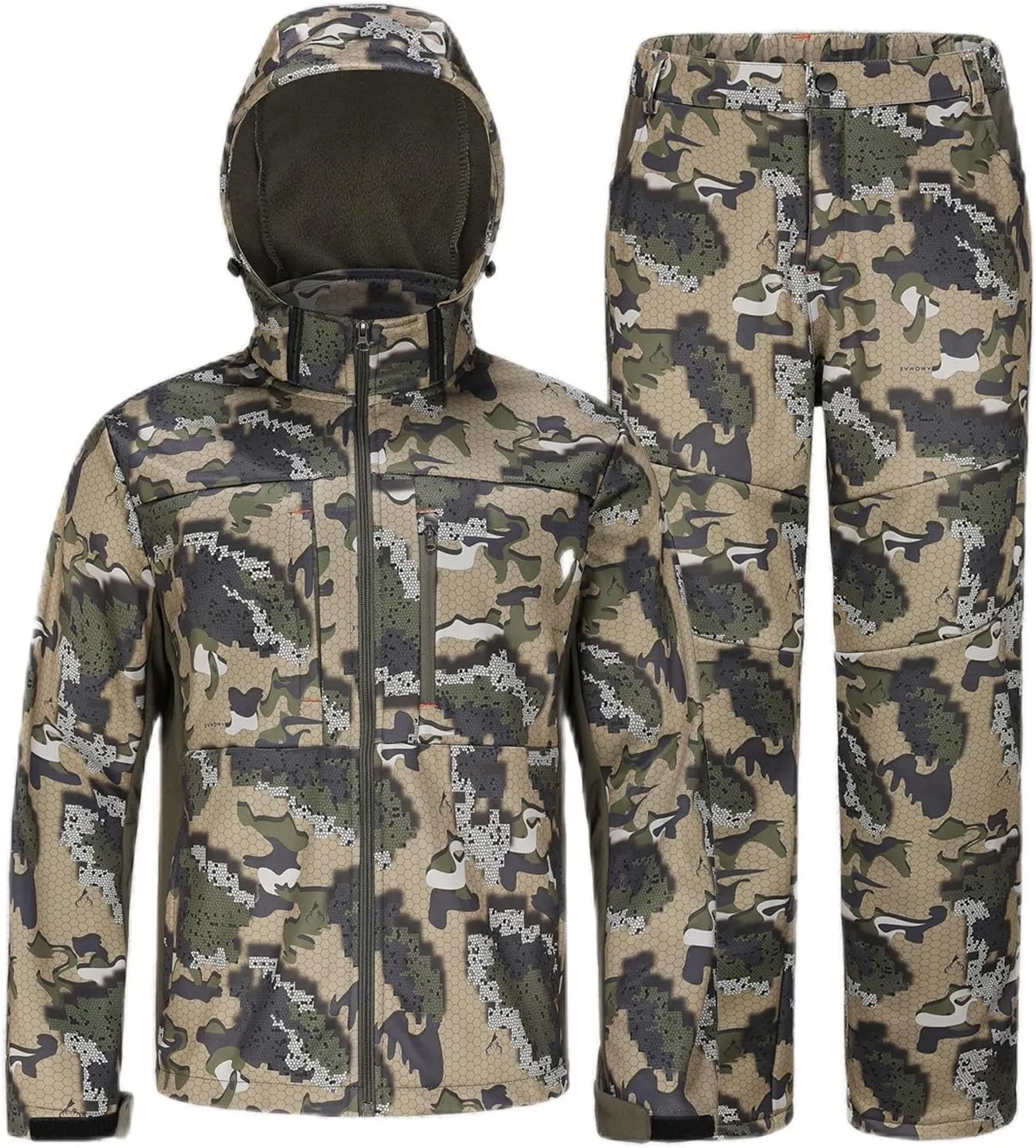 UIIHUNT Hunting Clothes for Men with Fleece Lining: Safety Strap Compatible Water Resistant Silent Hunting Jacket and Pants