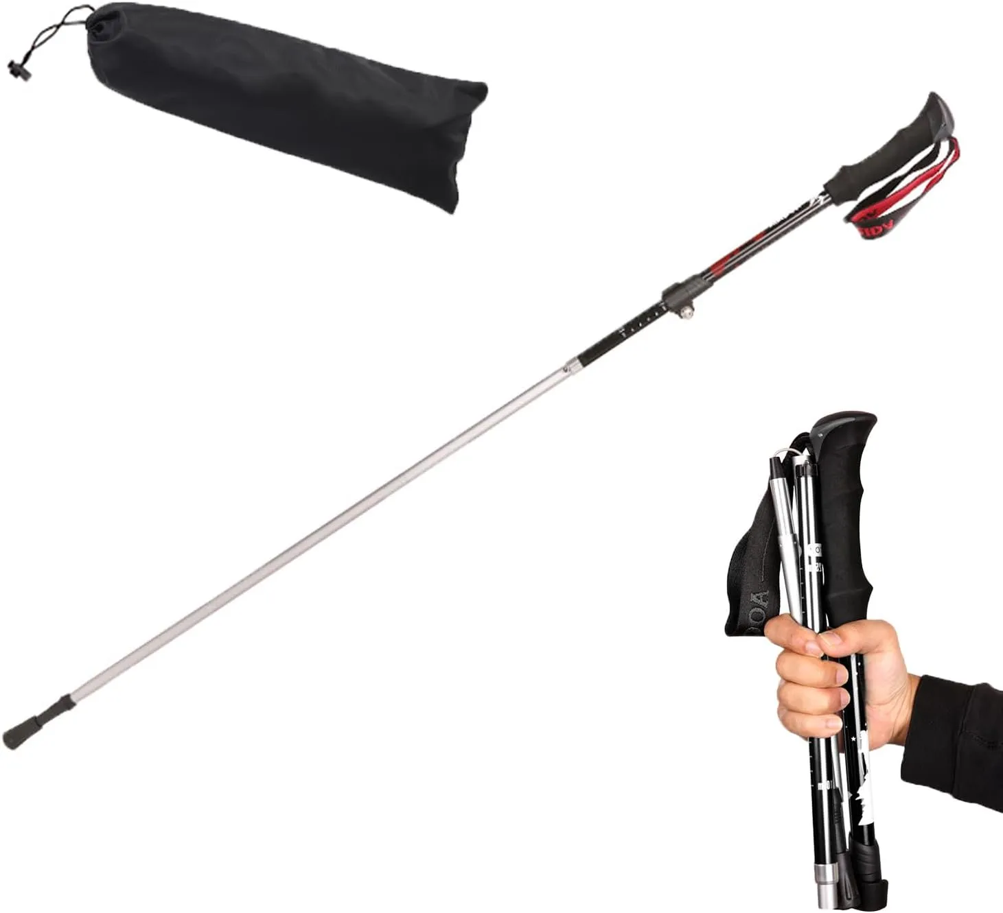 Ultra Light Trekking Hiking Poles Aluminum Alloy Collapsible Outdoor Walking Sticks, Alpenstock for Hiking, Camping, Mountaining, Backpacking