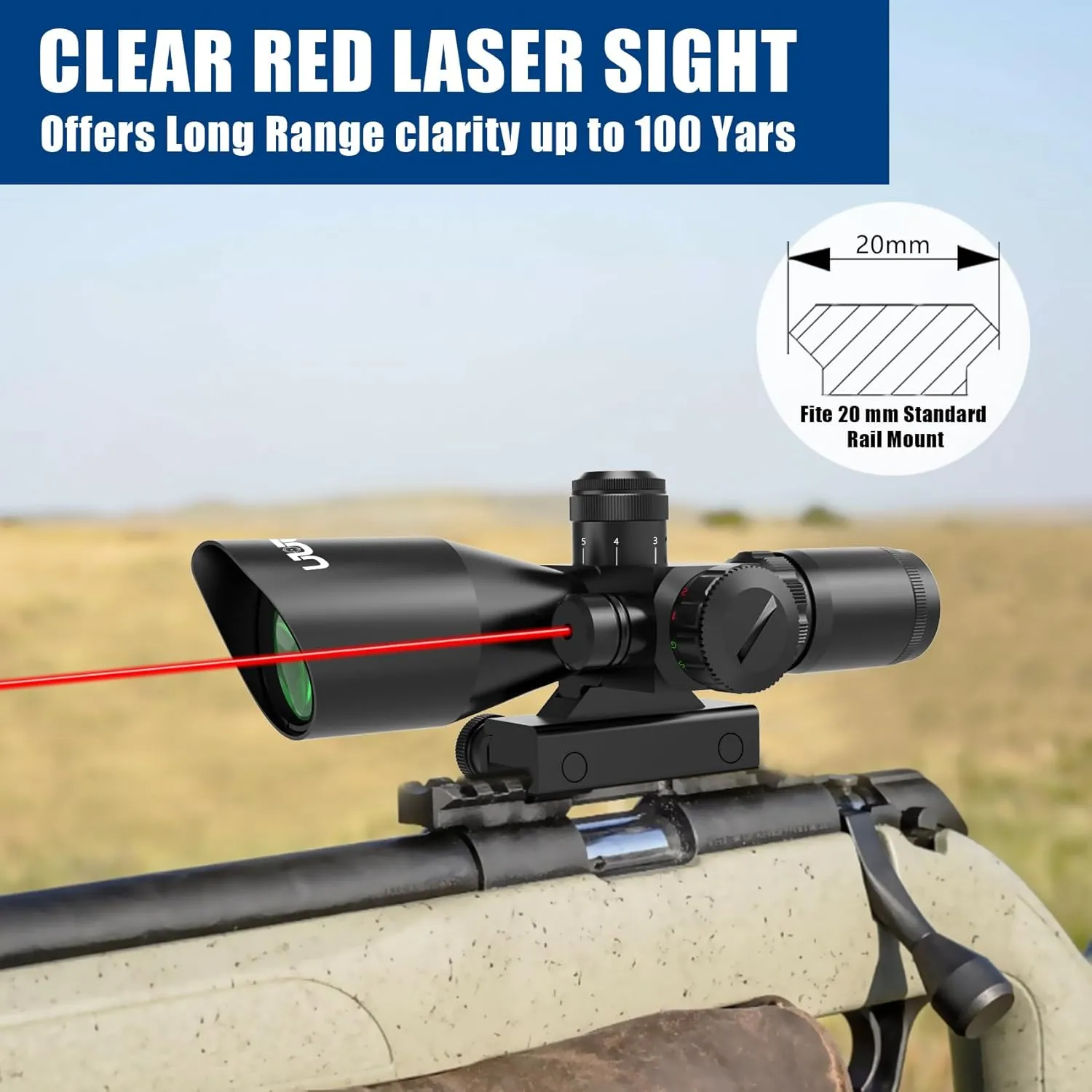 UUQ 2.5-10x40 Rifle Scope with Red/Green Illuminated Mil-dot with Red/Green Laser Combo-Green Lens Color,Tactical Scope for Gun Air Hunting,Free 20/11mm Mounts