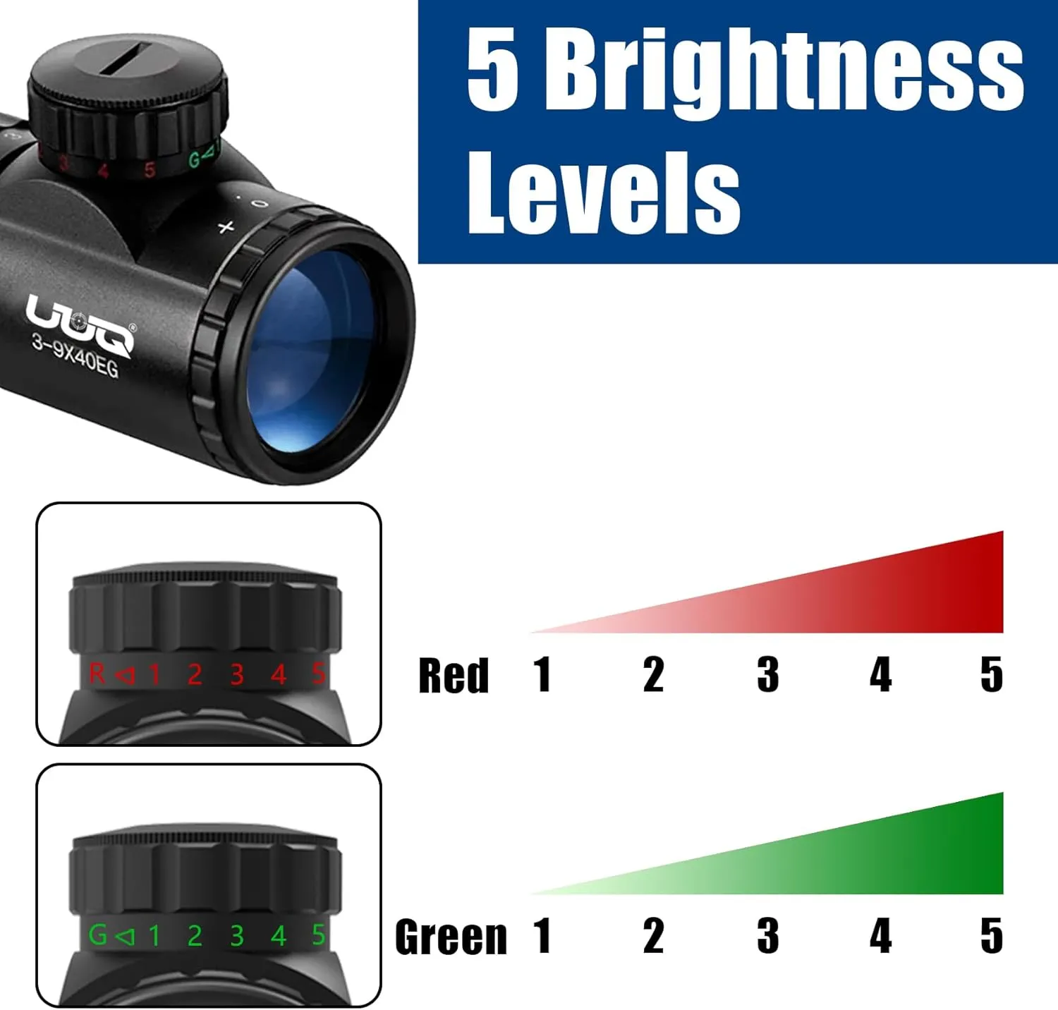 UUQ 3-940 Rifle Scope with Red/Green Illumination and Rangefinder Reticle-Fits 20mm Free Mounts,Waterproof and Fog-Proof