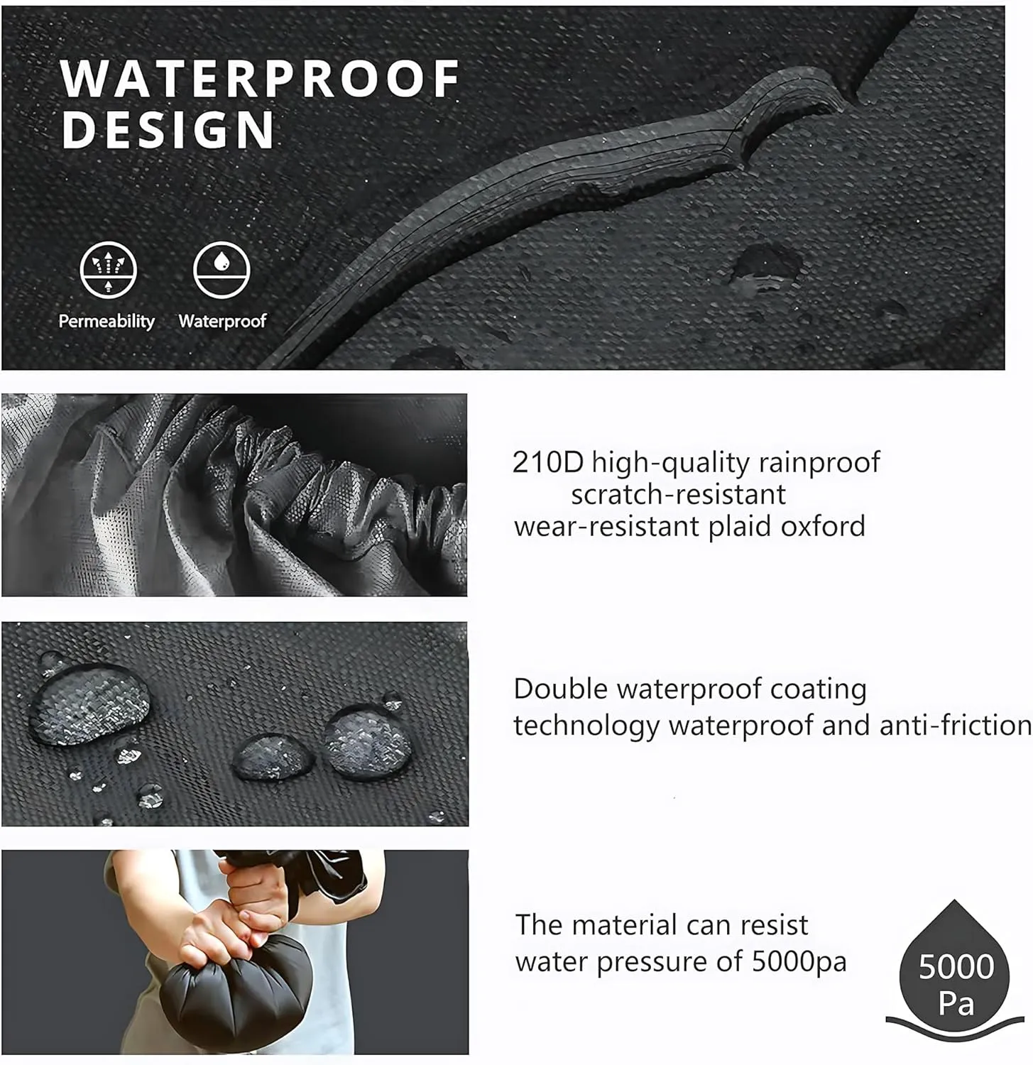 Waterproof Backpack Rain Cover,8000mm Waterproof Level,Upgraded with Reflective,Anti-Slip Cross Buckle Straps,Ultra-Strong Multilayer Structure for Hiking,Biking,Camping,Outdoor, Traveling
