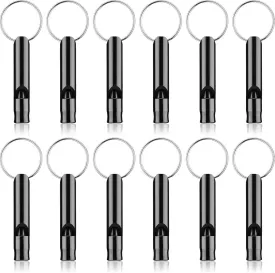 Weewooday 12 Pieces Emergency Whistle with Keychain Aluminum Emergency Survival Whistles Loud Sound Safety for Camping Hiking Boating Hunting Outdoors Sports Pets Training