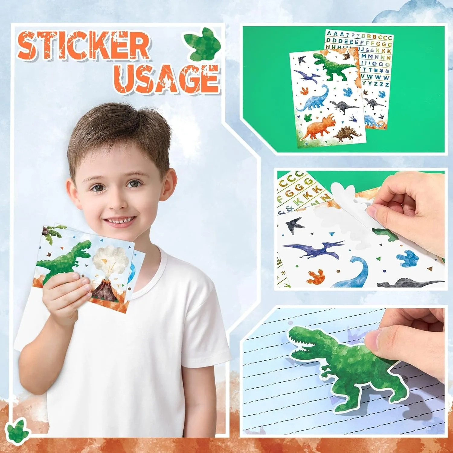Wernnsai Kids Dinosaur Stationery Set - 72 PCS Boys Letter Writing Kit with Envelopes