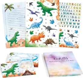 Wernnsai Kids Dinosaur Stationery Set - 72 PCS Boys Letter Writing Kit with Envelopes