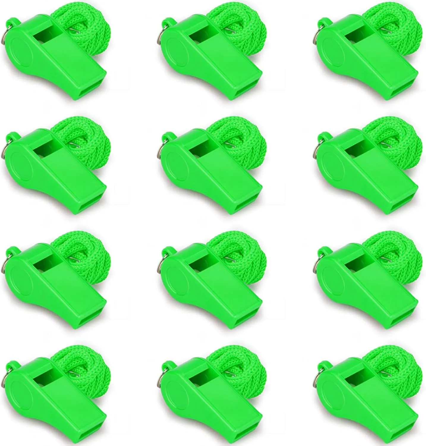 Whistle - Loud Crisp Sound Whistle with Lanyard, 12PCS Green Sports Whistles, Ideal for Coaches, Outdoor Enthusiasts, and Family Emergencies