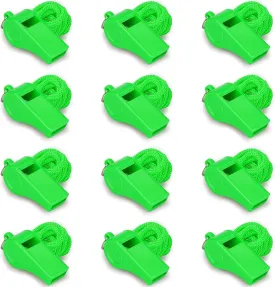 Whistle - Loud Crisp Sound Whistle with Lanyard, 12PCS Green Sports Whistles, Ideal for Coaches, Outdoor Enthusiasts, and Family Emergencies