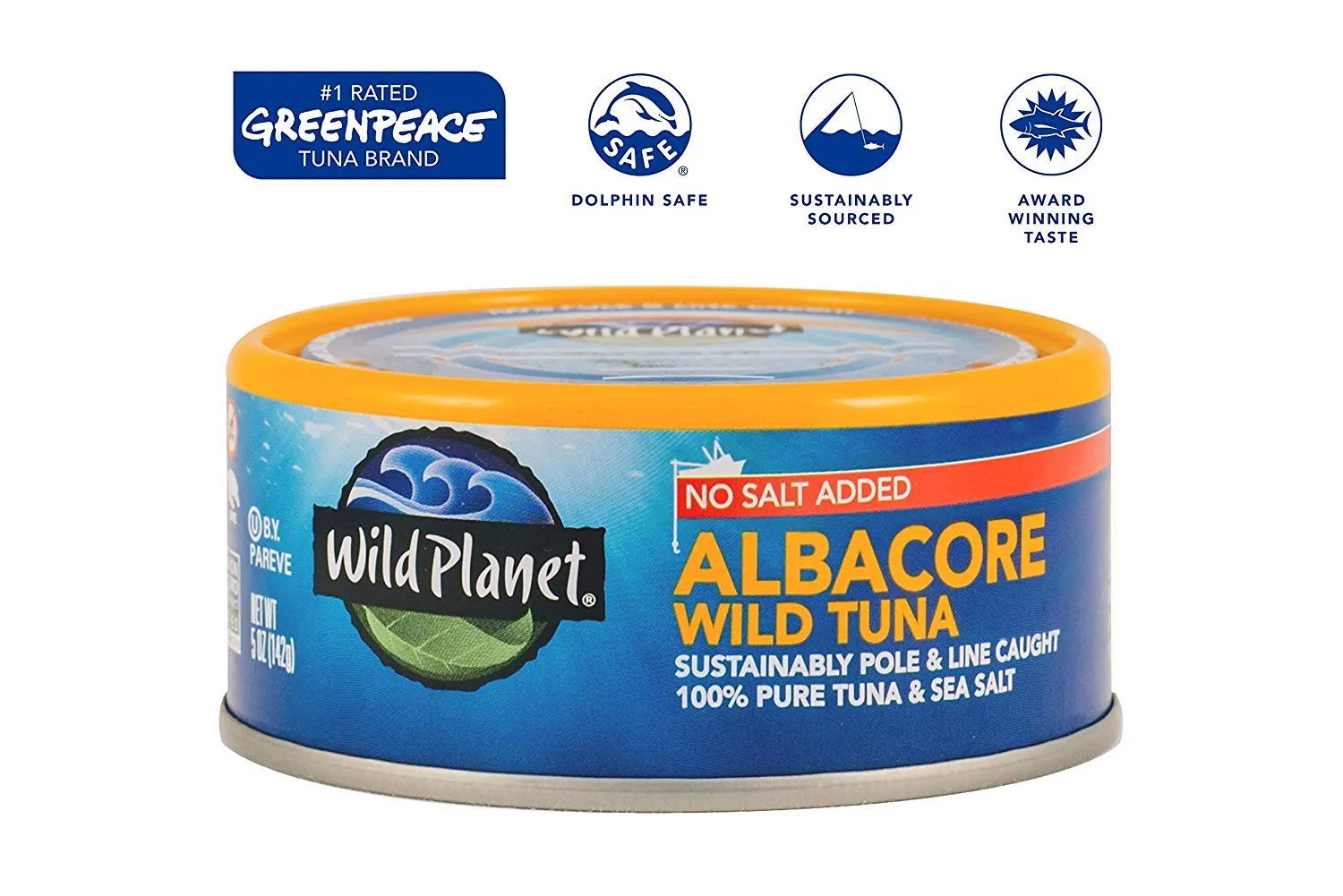 Wild Planet Wild Albacore Tuna, No Salt Added, Keto and Paleo, 3rd Party Mercury Tested, 5 Ounce, 12 Count (Pack of 1)