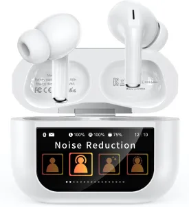Wireless Earbuds, Bluetooth 5.4 Ear Buds with Multifunctional Touch Screen, ANC/ENC Noise Cancelling Headphones with 48H Playtime, Bass Stereo Sound, for Laptop, Android/iOS, Pad