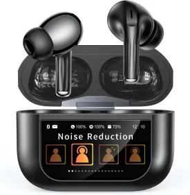 Wireless Earbuds, Bluetooth 5.4 Ear Buds with Multifunctional Touch Screen, ANC/ENC Noise Cancelling Headphones with 48H Playtime, Bass Stereo Sound, Lightweight, for iPhone, Android, Pad