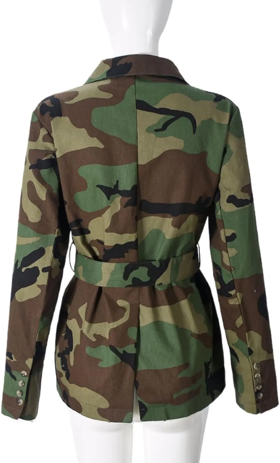 Women 2024 Fall Winter Oversized Camo Jean Blazer Jacket Long Sleeve Camouflage Denim Tops Fashion Trench Coats