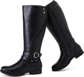 Women's Knee High Boots - Stylish and Comfortable Round Toe Low Heel Riding Combat Tall Boots with Side Zipper Closure for Fall and Winter Wear For Women.
