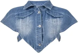 Womens Summer Cute Camo Button Down Cropped Jean Jacket Casual Lapel Outwear Denim Shirts Blouse Top