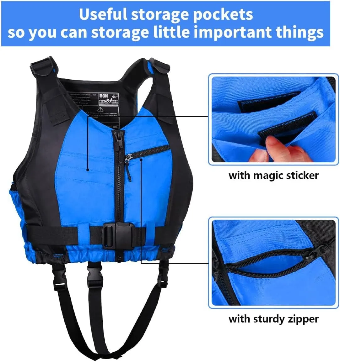 Yueta Swim Vest for Adults, Adjustable Crotch Strap, Buoyancy Aid Swim Jacket for Kayaking, Fishing, Watersports